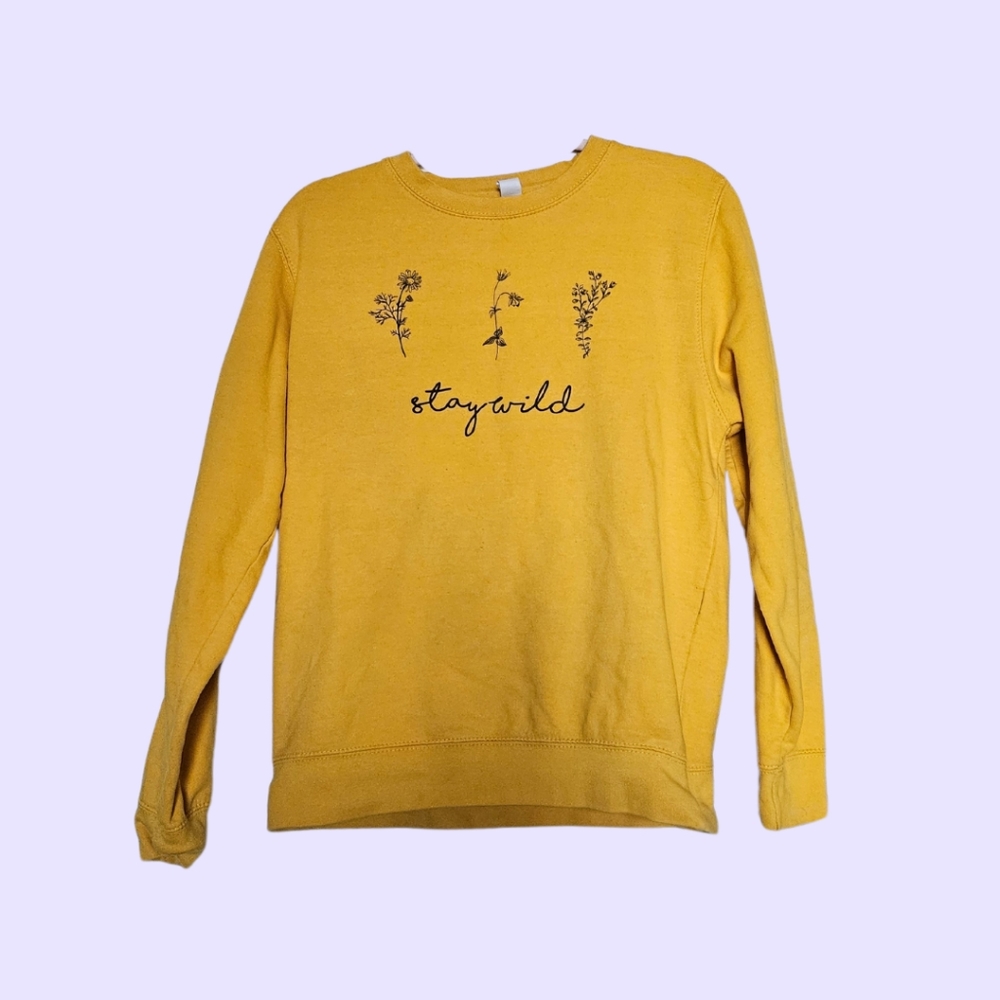 "Stay Wild" crewneck in golden yellow